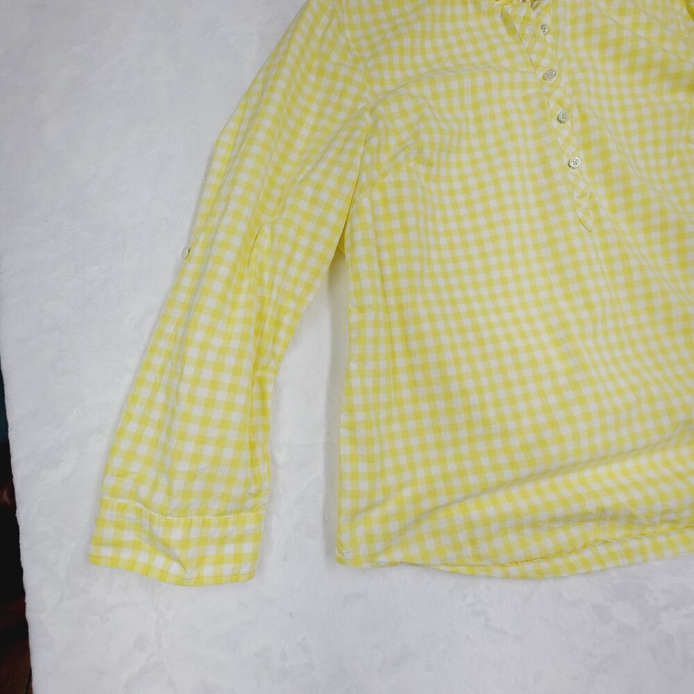 Talbots Yellow Gingham Blouse XLP Cotton Top Petite Plus Button Front Preppy - Picture 6 of 10